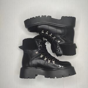 STEVE MADDEN Women's Reyen Black Leather Platform Boot size 8 Unused